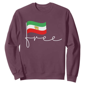 Free Iran Persian Flag Sweatshirt Iranian Freedom Supporters Revolution TS02 Maroon Print Your Wear