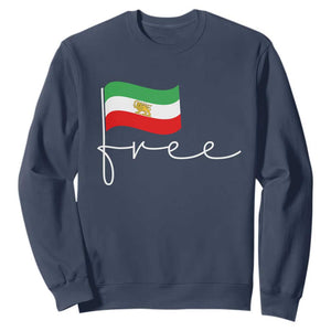 Free Iran Persian Flag Sweatshirt Iranian Freedom Supporters Revolution TS02 Navy Print Your Wear
