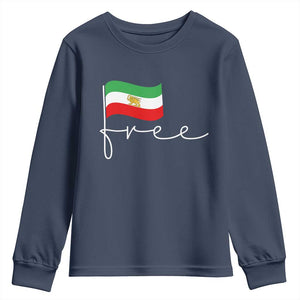 Free Iran Persian Flag Youth Sweatshirt Iranian Freedom Supporters Revolution TS02 Navy Print Your Wear