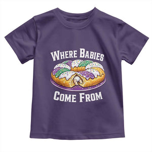 Funny Mardi Gras King Cake Toddler T Shirt Where Babies Come From Louisiana Humor TS02 Purple Print Your Wear