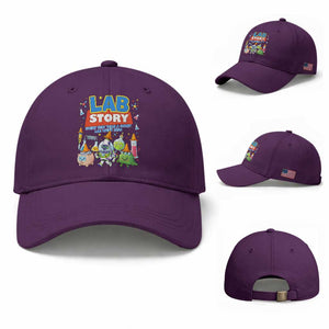 Lab Story Every Test Tells a Story Lab Week 2026 Baseball Cap Science Characters Lab Techs Medical Laboratory TS02 Baseball Cap Universal Fit Purple Print Your Wear