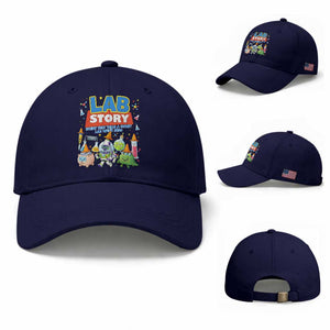 Lab Story Every Test Tells a Story Lab Week 2026 Baseball Cap Science Characters Lab Techs Medical Laboratory TS02 Baseball Cap Universal Fit Navy Print Your Wear