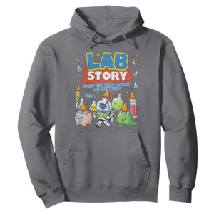 Lab Story Every Test Tells a Story Lab Week 2026 Hoodie Science Characters Lab Techs Medical Laboratory TS02 Charcoal Print Your Wear