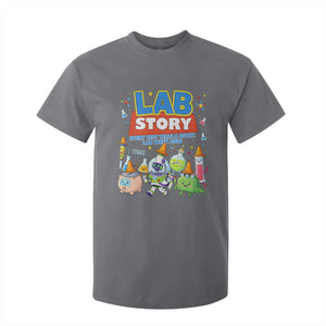Lab Story Every Test Tells a Story Lab Week 2026 T Shirt For Kid - Science Characters Lab Techs Medical Laboratory TS02 Charcoal Print Your Wear