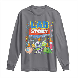 Lab Story Every Test Tells a Story Lab Week 2026 Long Sleeve Shirt Science Characters Lab Techs Medical Laboratory TS02 Charcoal Print Your Wear