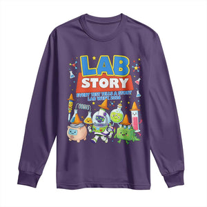 Lab Story Every Test Tells a Story Lab Week 2026 Long Sleeve Shirt Science Characters Lab Techs Medical Laboratory TS02 Purple Print Your Wear