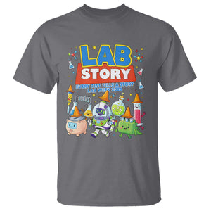 Lab Story Every Test Tells a Story Lab Week 2026 T Shirt Science Characters Lab Techs Medical Laboratory TS02 Charcoal Print Your Wear
