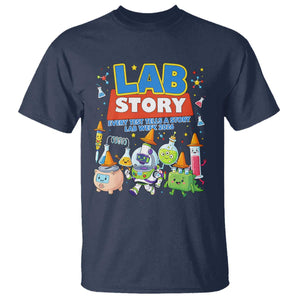 Lab Story Every Test Tells a Story Lab Week 2026 T Shirt Science Characters Lab Techs Medical Laboratory TS02 Navy Print Your Wear
