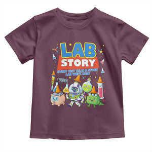 Lab Story Every Test Tells a Story Lab Week 2026 Toddler T Shirt Science Characters Lab Techs Medical Laboratory TS02 Maroon Print Your Wear