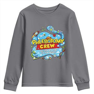Phlebotomy Crew Lab Week 2026 Youth Sweatshirt One Stick At A Time Funny Phlebotomist Healthcare Lab TS02 Charcoal Print Your Wear