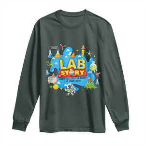 Lab Story Lab Week 2026 Celebration Long Sleeve Shirt Every Test Tells a Story Medical Lab Tech Appreciation Gift TS02 Dark Forest Green Print Your Wear