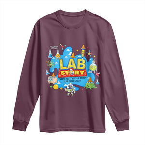 Lab Story Lab Week 2026 Celebration Long Sleeve Shirt Every Test Tells a Story Medical Lab Tech Appreciation Gift TS02 Maroon Print Your Wear