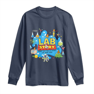 Lab Story Lab Week 2026 Celebration Long Sleeve Shirt Every Test Tells a Story Medical Lab Tech Appreciation Gift TS02 Navy Print Your Wear