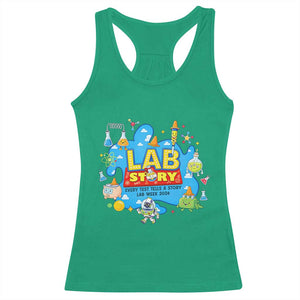 Lab Story Lab Week 2026 Celebration Racerback Tank Top Every Test Tells a Story Medical Lab Tech Appreciation Gift TS02 Irish Green Print Your Wear