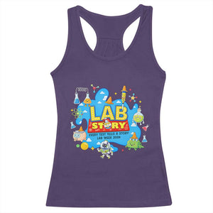 Lab Story Lab Week 2026 Celebration Racerback Tank Top Every Test Tells a Story Medical Lab Tech Appreciation Gift TS02 Purple Print Your Wear