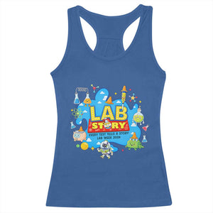 Lab Story Lab Week 2026 Celebration Racerback Tank Top Every Test Tells a Story Medical Lab Tech Appreciation Gift TS02 Royal Blue Print Your Wear