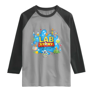 Lab Story Lab Week 2026 Celebration Raglan Shirt Every Test Tells a Story Medical Lab Tech Appreciation Gift TS02 Sport Gray Black Print Your Wear
