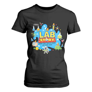 Lab Story Lab Week 2026 Celebration T Shirt For Women Every Test Tells a Story Medical Lab Tech Appreciation Gift TS02 Black Print Your Wear