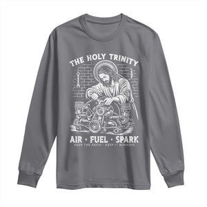 Funny Mechanic Jesus Holy Trinity Air Fuel Spark Long Sleeve Shirt Christian Car Lover Humor Gift for Gearheads TS02 Charcoal Print Your Wear