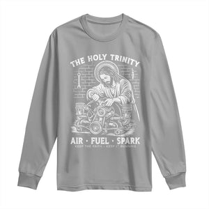Funny Mechanic Jesus Holy Trinity Air Fuel Spark Long Sleeve Shirt Christian Car Lover Humor Gift for Gearheads TS02 Sport Gray Print Your Wear
