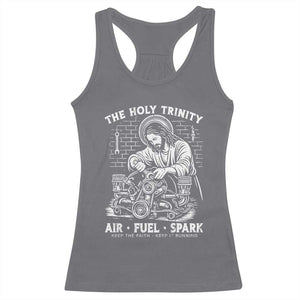 Funny Mechanic Jesus Holy Trinity Air Fuel Spark Racerback Tank Top Christian Car Lover Humor Gift for Gearheads TS02 Charcoal Print Your Wear