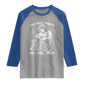 Funny Mechanic Jesus Holy Trinity Air Fuel Spark Raglan Shirt Christian Car Lover Humor Gift for Gearheads TS02 Sport Gray Royal Print Your Wear