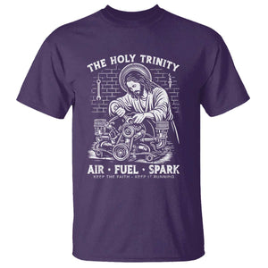 Funny Mechanic Jesus Holy Trinity Air Fuel Spark T Shirt Christian Car Lover Humor Gift for Gearheads TS02 Purple Print Your Wear
