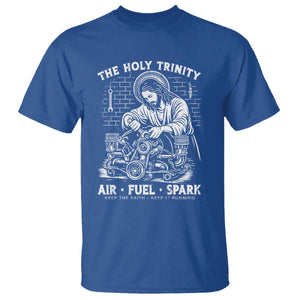 Funny Mechanic Jesus Holy Trinity Air Fuel Spark T Shirt Christian Car Lover Humor Gift for Gearheads TS02 Royal Blue Print Your Wear