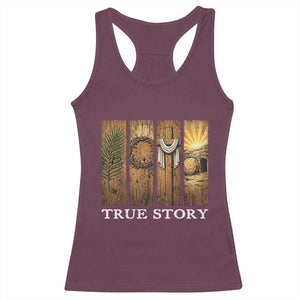 Christian Easter True Story Resurrection Scene Vintage Racerback Tank Top Faith Based Jesus Empty Tomb Gift for Believers TS02 Maroon Print Your Wear