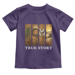 Christian Easter True Story Resurrection Scene Vintage Toddler T Shirt Faith Based Jesus Empty Tomb Gift for Believers TS02 Purple Print Your Wear
