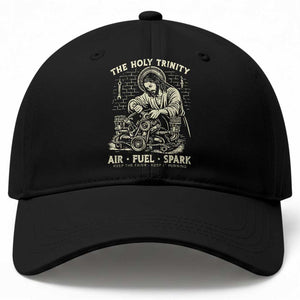 Funny Mechanic Jesus Holy Trinity Air Fuel Spark Vintage Baseball Cap Christian Car Lover Humor Gift for Gearheads TS02 Print Your Wear