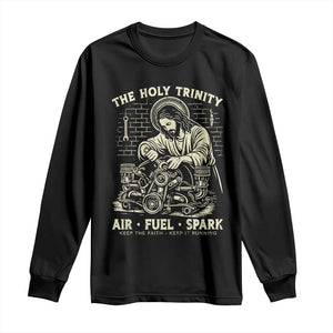 Funny Mechanic Jesus Holy Trinity Air Fuel Spark Vintage Long Sleeve Shirt Christian Car Lover Humor Gift for Gearheads TS02 Black Print Your Wear