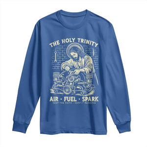Funny Mechanic Jesus Holy Trinity Air Fuel Spark Vintage Long Sleeve Shirt Christian Car Lover Humor Gift for Gearheads TS02 Royal Blue Print Your Wear