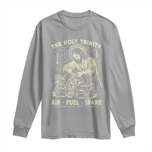 Funny Mechanic Jesus Holy Trinity Air Fuel Spark Vintage Long Sleeve Shirt Christian Car Lover Humor Gift for Gearheads TS02 Sport Gray Print Your Wear