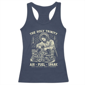 Funny Mechanic Jesus Holy Trinity Air Fuel Spark Vintage Racerback Tank Top Christian Car Lover Humor Gift for Gearheads TS02 Navy Print Your Wear