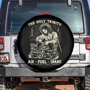 Funny Mechanic Jesus Holy Trinity Air Fuel Spark Vintage Spare Tire Cover Christian Car Lover Humor Gift for Gearheads TS02 No hole Black Print Your Wear