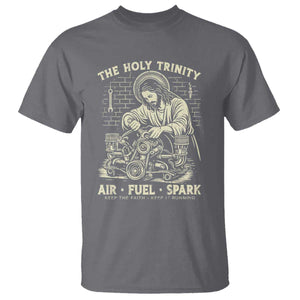 Funny Mechanic Jesus Holy Trinity Air Fuel Spark Vintage T Shirt Christian Car Lover Humor Gift for Gearheads TS02 Charcoal Print Your Wear