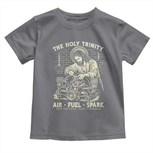 Funny Mechanic Jesus Holy Trinity Air Fuel Spark Vintage Toddler T Shirt Christian Car Lover Humor Gift for Gearheads TS02 Charcoal Print Your Wear