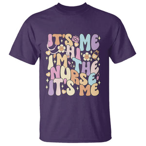 Funny Nurse T Shirt It's Me Hi I'm The Nurse It's Me Nursing Retro Groovy TS02 Purple Printyourwear