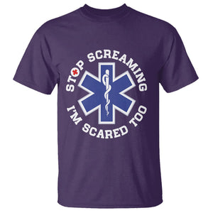 Funny Nurse T Shirt Stop Screaming I'm Scared Too Nursing Life Red Cross TS02 Purple Printyourwear