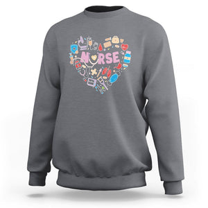 Nurse Life Sweatshirt Stethoscope Heart Nursing Appreciation Scrub Life TS02 Charcoal Printyourwear