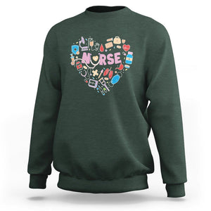 Nurse Life Sweatshirt Stethoscope Heart Nursing Appreciation Scrub Life TS02 Dark Forest Green Printyourwear