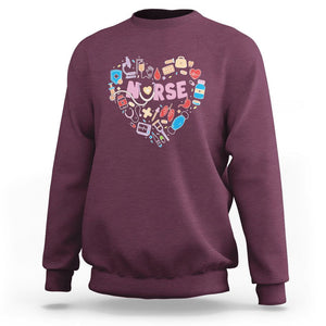Nurse Life Sweatshirt Stethoscope Heart Nursing Appreciation Scrub Life TS02 Maroon Printyourwear