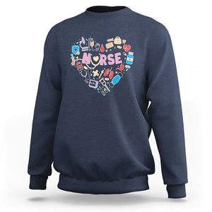 Nurse Life Sweatshirt Stethoscope Heart Nursing Appreciation Scrub Life TS02 Navy Printyourwear