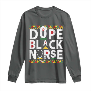 Dope Black Nurse Long Sleeve Shirt Proud Afro Melanin RN TS02 Dark Heather Print Your Wear