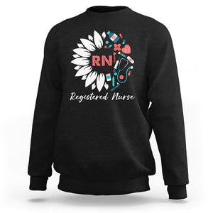 Registered Nurse Sweatshirt RN Pride Scrub Life Empowering Caregivers Sunflower TS02 Black Printyourwear