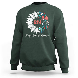 Registered Nurse Sweatshirt RN Pride Scrub Life Empowering Caregivers Sunflower TS02 Dark Forest Green Printyourwear