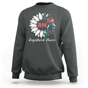 Registered Nurse Sweatshirt RN Pride Scrub Life Empowering Caregivers Sunflower TS02 Dark Heather Printyourwear