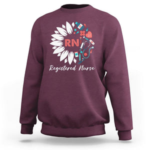 Registered Nurse Sweatshirt RN Pride Scrub Life Empowering Caregivers Sunflower TS02 Maroon Printyourwear