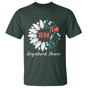 Registered Nurse T Shirt RN Pride Scrub Life Empowering Caregivers Sunflower TS02 Dark Forest Green Printyourwear